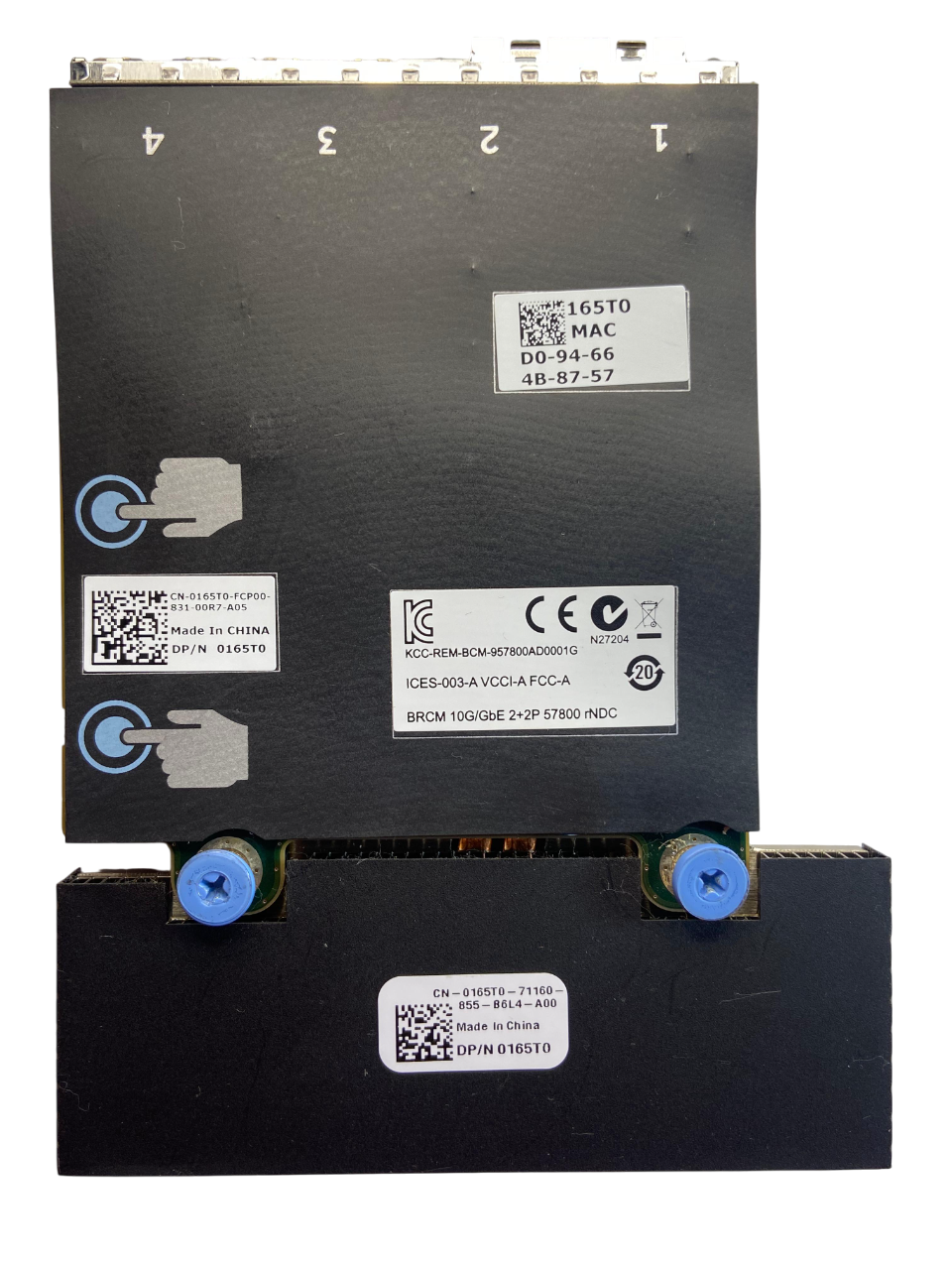 Placa De Rede Dell Integrada 57800S 2X1GB RJ45 2X10GB SFP 4-Port 165t0 0165t0 - Imagem 3