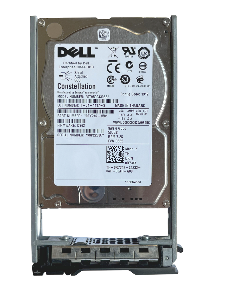 Hd Dell 500gb 7.2k Sas 6gb 2.5 0r734k R734k St9500430ss - Imagem 2