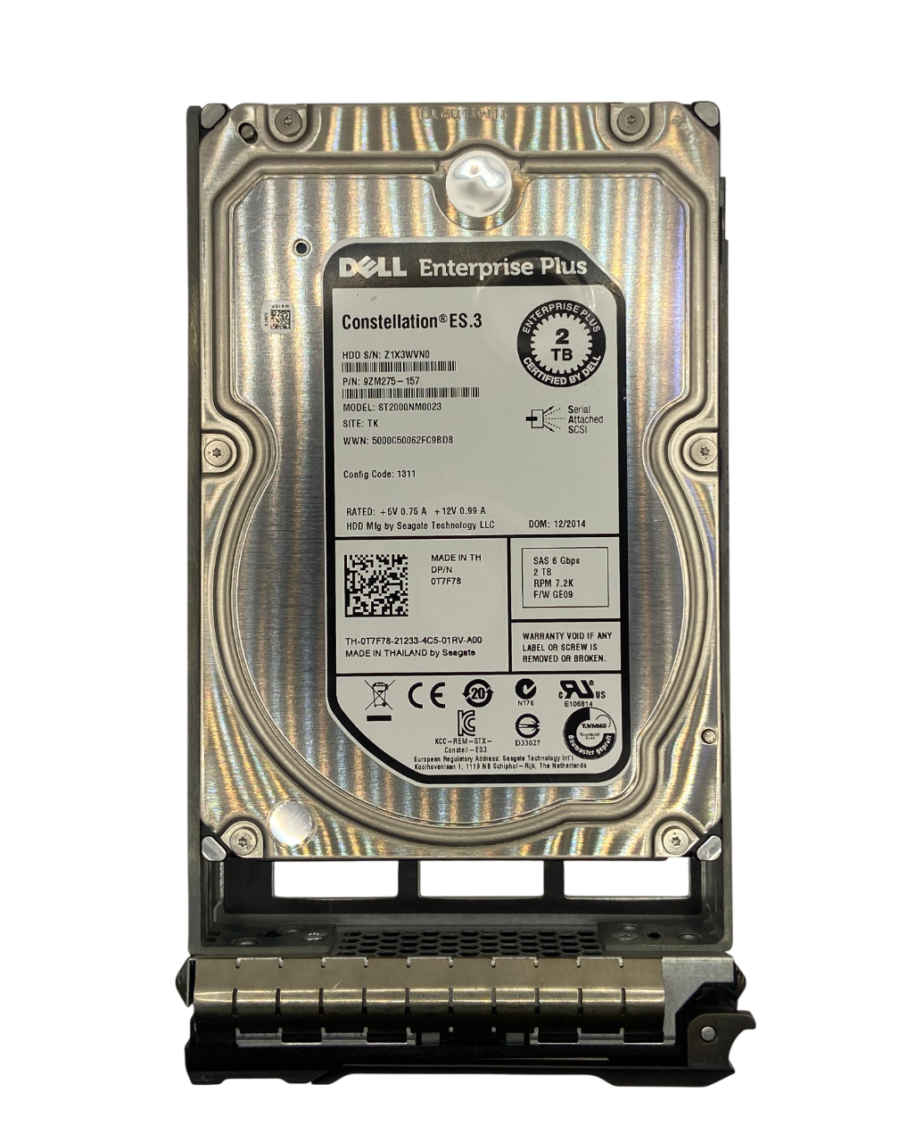 Hd Dell Equallogic 2tb 7.2k 3.5 Sas 6g 0t7f78 T7f78 - Imagem 2