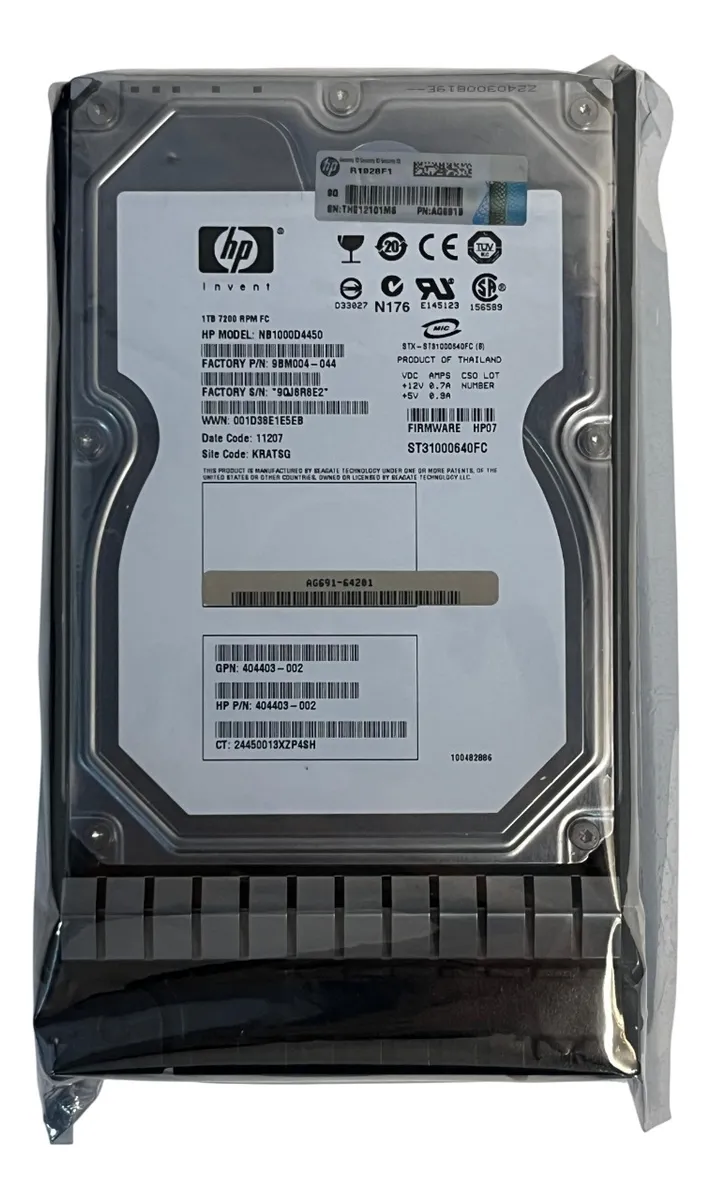 Hd Hp 1tb 7,2k 3,5 Fata 454414-001 Ag691-64201 Ag691a Ag691b - Imagem 3