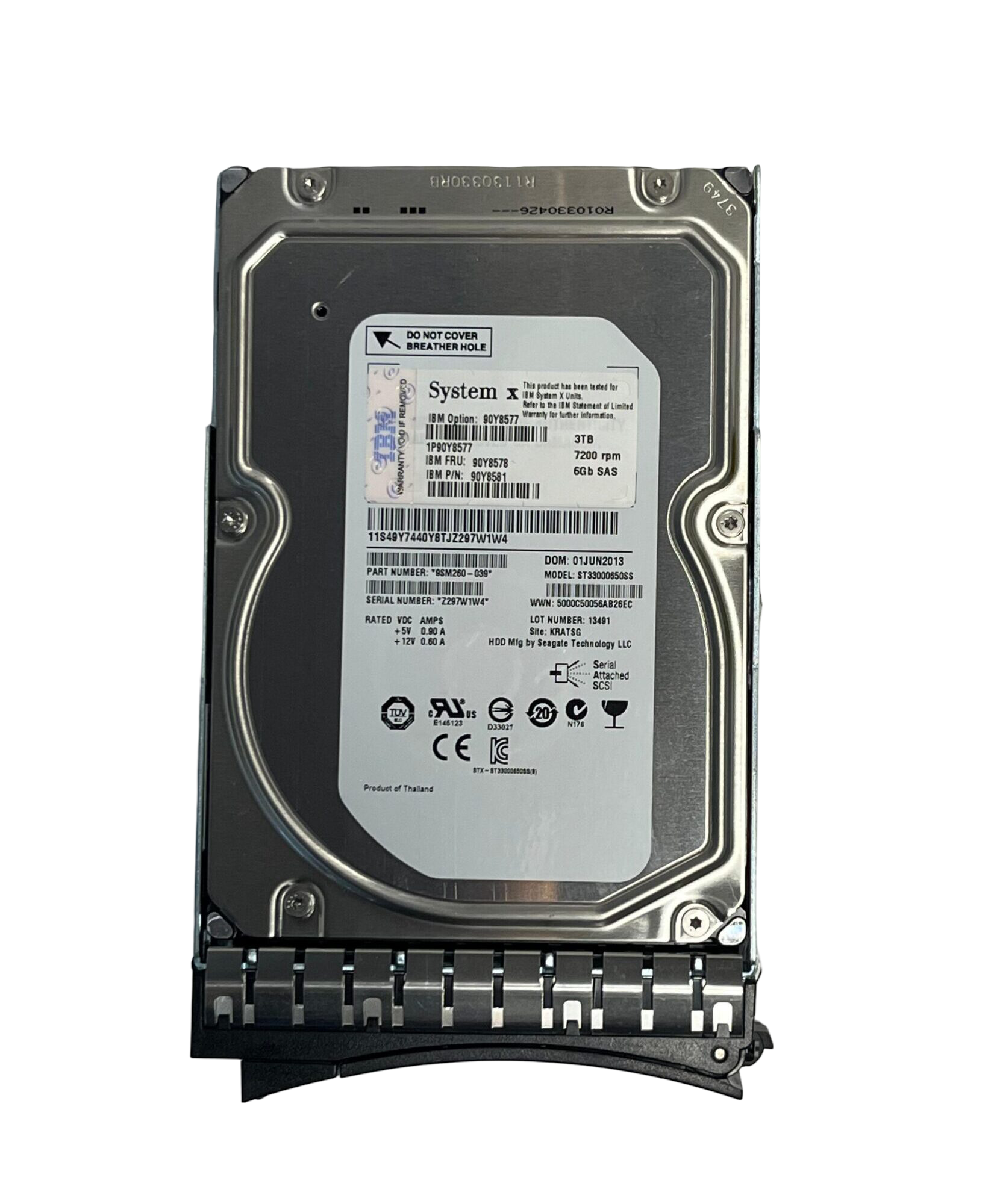 HD IBM 3TB 7.2K 3,5 SAS 6GB 90Y8577 90Y8581 90Y8578 - Imagem 2