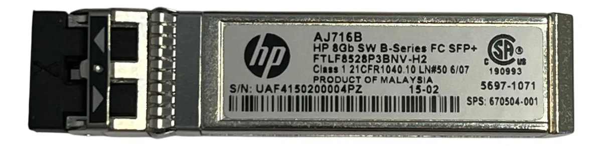 GBIC HP SFP+ 8GB 300M 850NM AJ716B 670504-001 - Imagem 2