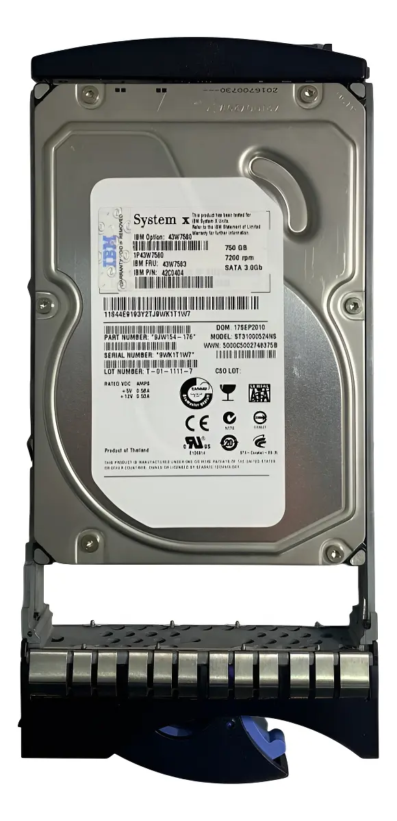 HD IBM 750GB 7.2K 3,5 SATA 43W7583 43W7580 42C0404 - Imagem 2
