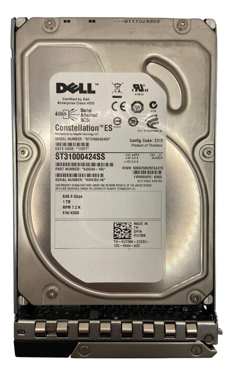Hd Dell 1tb 3,5 7,2k Sas 6gb 0u738k U738k - Imagem 2