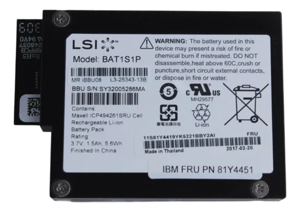 Bateria P/ Controladora Lsi Bat1s1p 81y4451 81y4419 Bbu08 - Imagem 2