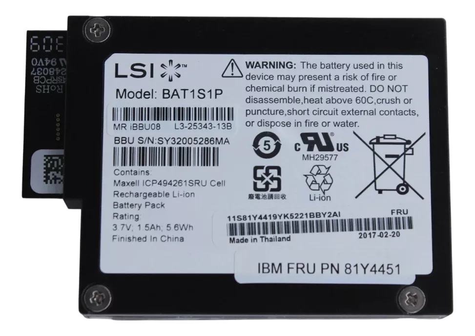 Bateria P/ Controladora Lsi Bat1s1p 81y4451 81y4419 Bbu08 - Imagem 2