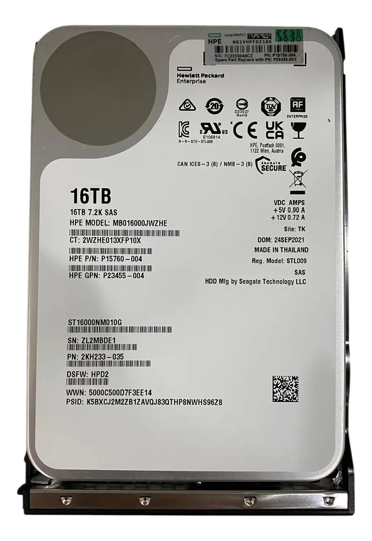 Hd Hp 16tb 7.2k 3,5 Sas Servidor Dl360 Dl380 Dl560 Ml110 Ml350 G10 G11 - Imagem 2