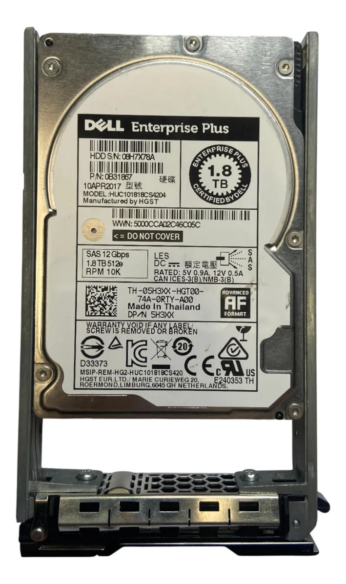 Hd Dell Compellent 1.8tb 10k 2.5 Sas 12g 05h3xx 5h3xx - Imagem 2
