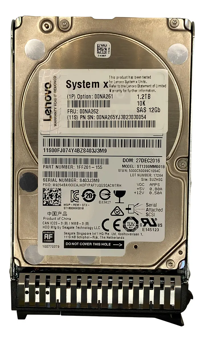 HD LENOVO 1.2TB 12GB 10K 2,5 SAS 00NA262 00NA265 00NA261 - Imagem 2