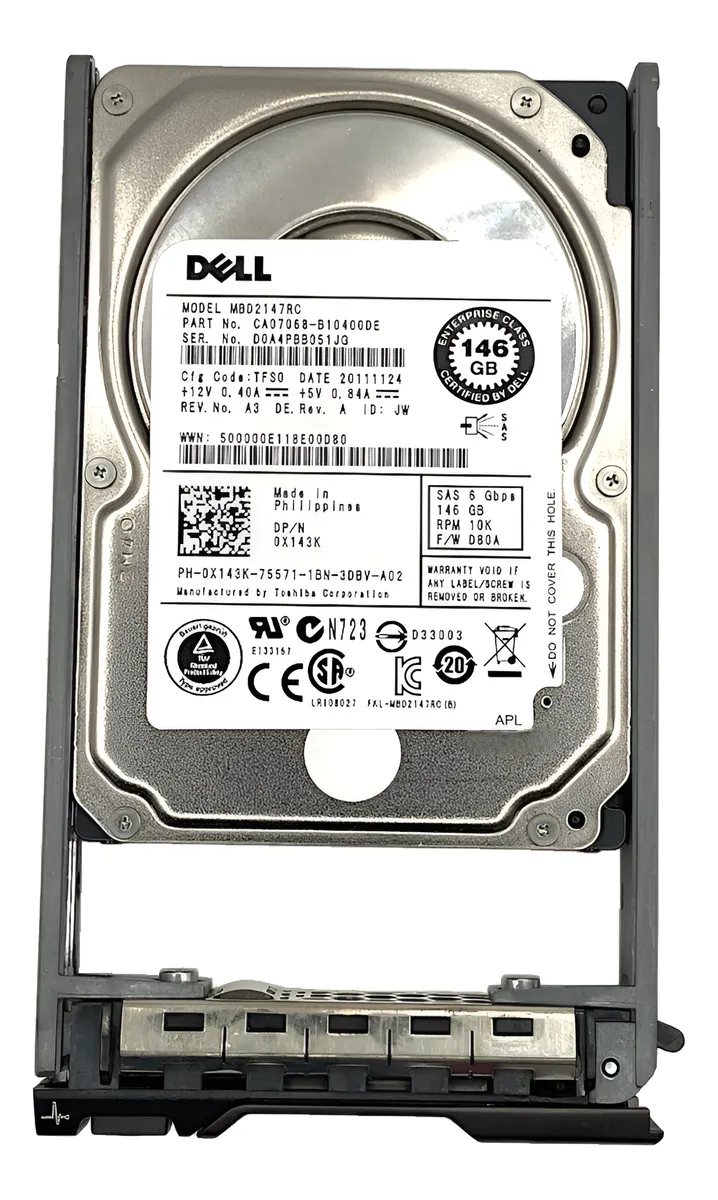 Hd Dell 146gb 10k 6gb 2,5 Sas 0x143k X143k - Imagem 2