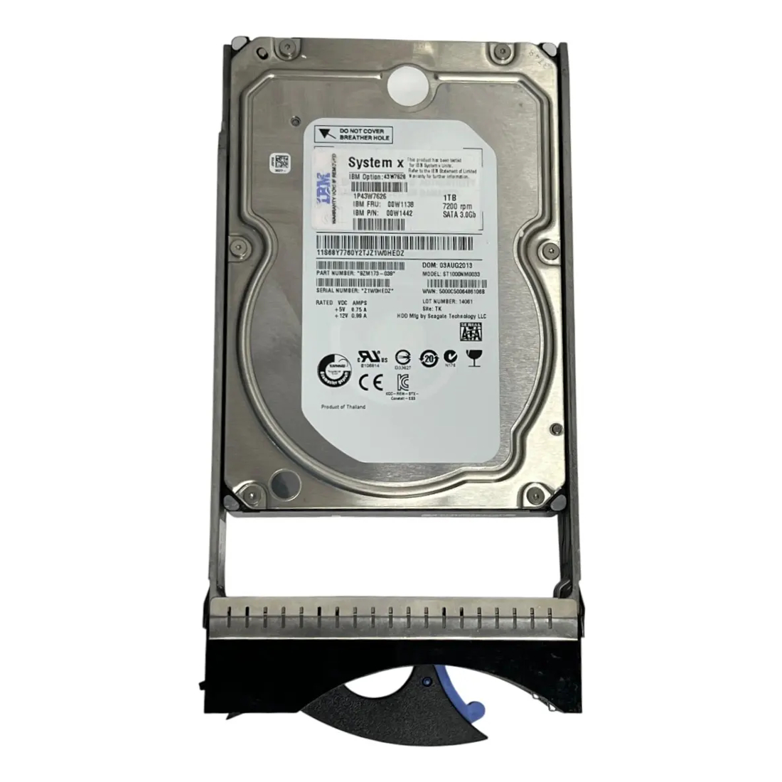 HD IBM 1TB 7.2K 3,5 SATA 3GB 00W1138 00W1442 43W7626 - Imagem 2