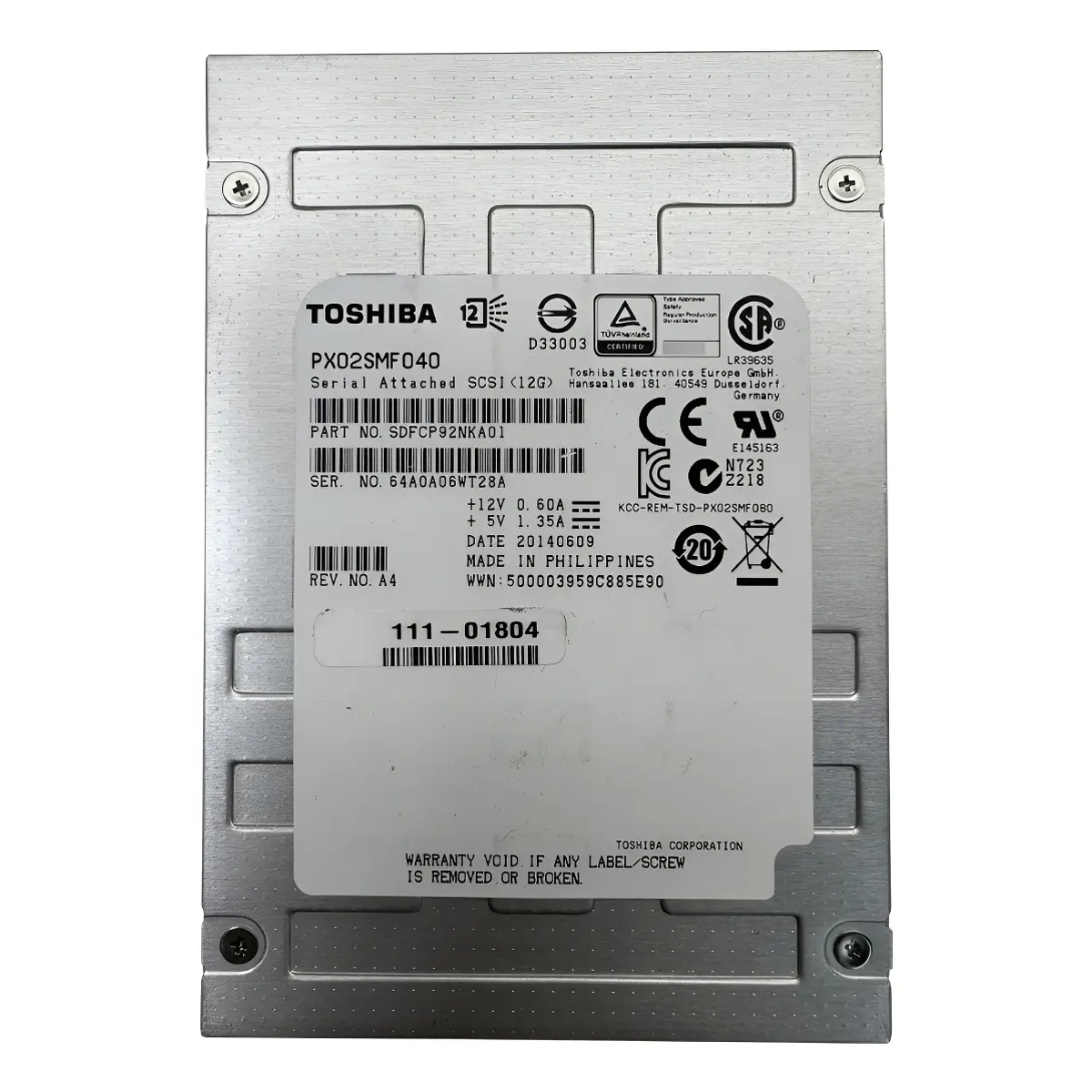SSD TOSHIBA 400GB 2,5 6GB SAS PX02SMF040 SDFCP92NKA01 - Imagem 2