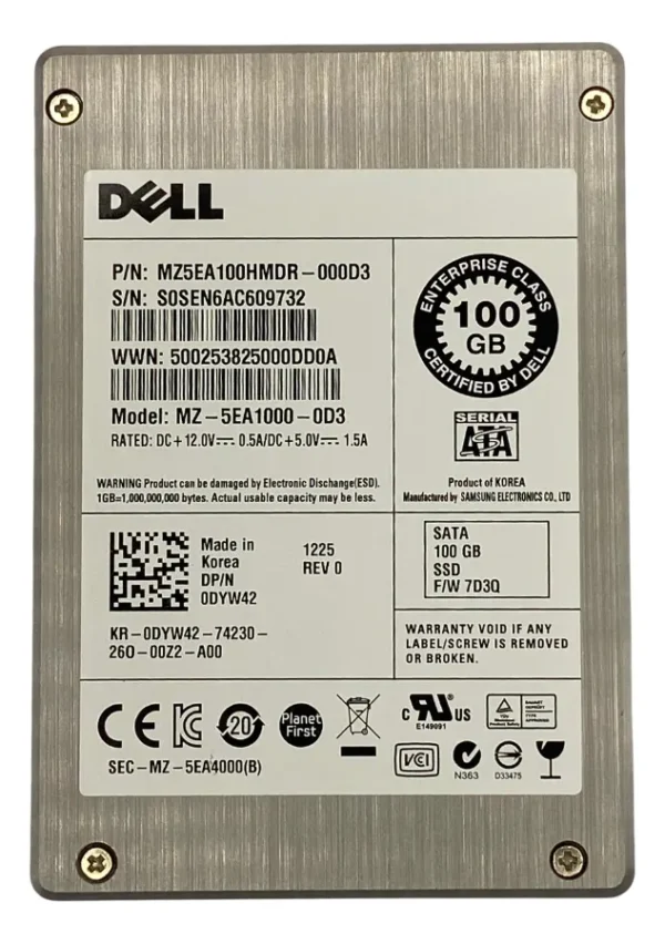 Ssd Dell 100gb Sata 2.5 E-mlc 0dyw42 Dyw42