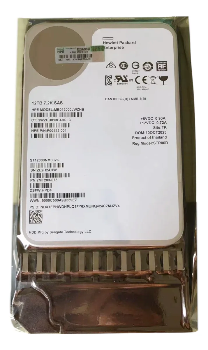 Hd Hp 12tb 7.2k 12g Sas 3.5 P00442-001 Q2r42a - Imagem 3