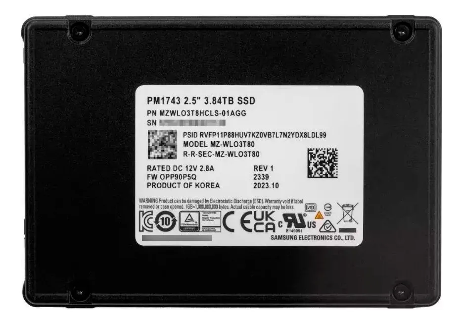 SSD SAMSUNG PM1743 3.84TB 2.5 PCIE 5.0 NVME U.2 MZ-WLO3T80 - Imagem 3