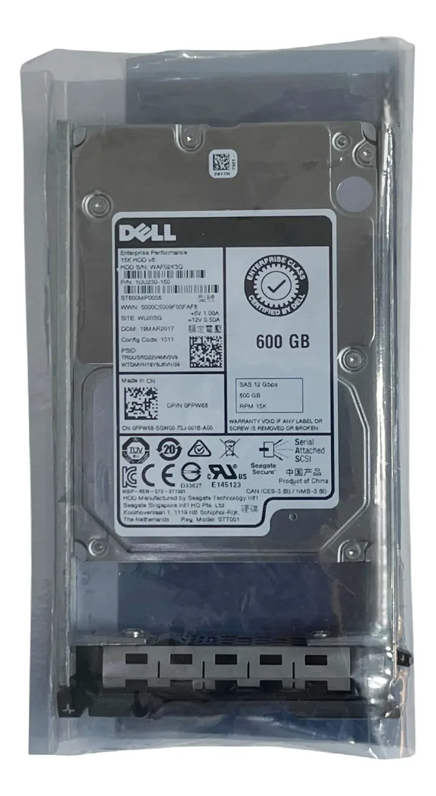 Hd Dell 600gb 15k 2,5 Sas 12gb 0fpw68 Fpw68 seminovo - Imagem 3