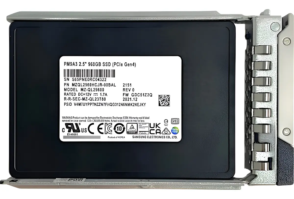 SSD Samsung PM9A3 960GB 2,5 Gen4 PCIE NVMe MZ-QL29600 - Imagem 2