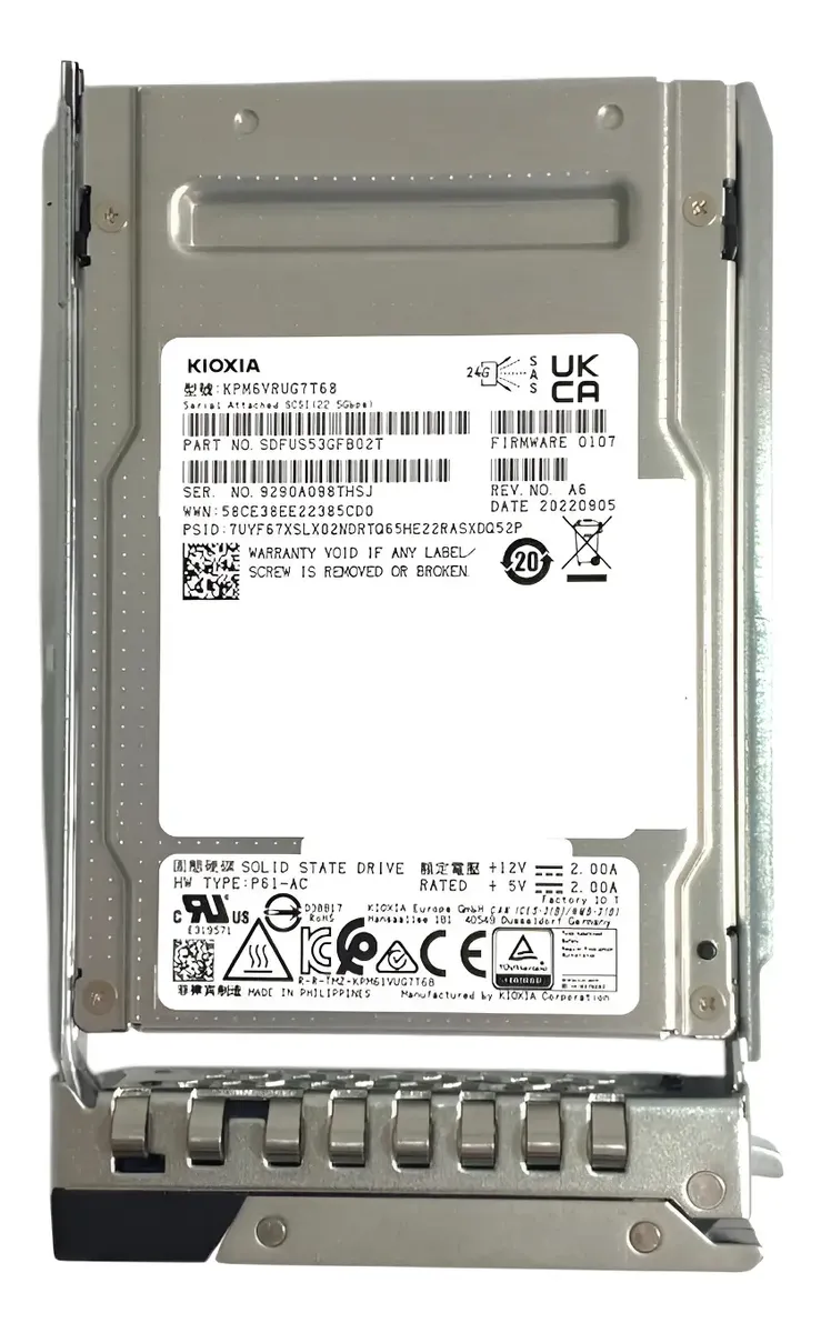 SSD Kioxia 7.68TB PM6-R SAS 2,5 KPM6VRUG7T68 - Imagem 2