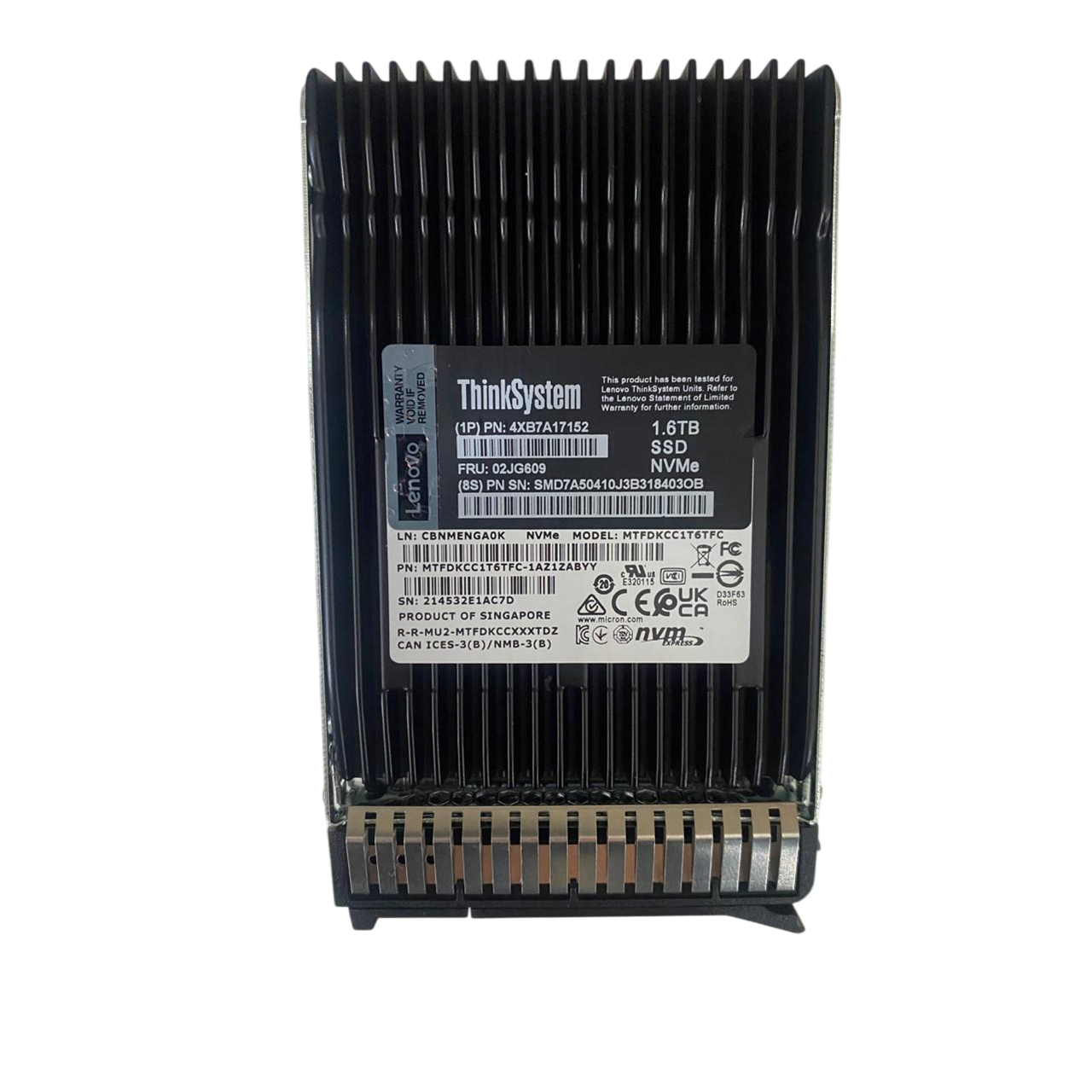 SSD Lenovo 1.6TB 2,5 U.2 PCIe 4.0 NVME 02JG609 4XB7A17152 novo - Imagem 2