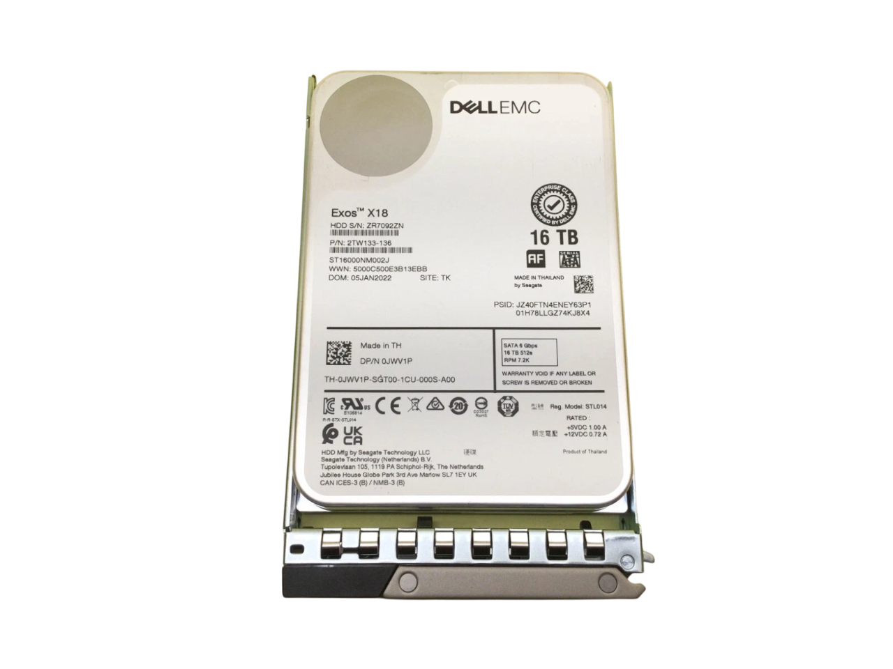 HD DELL 16TB 7.2K 3,5 SATA 6GBPs 0JWV1P JWV1P - Imagem 2