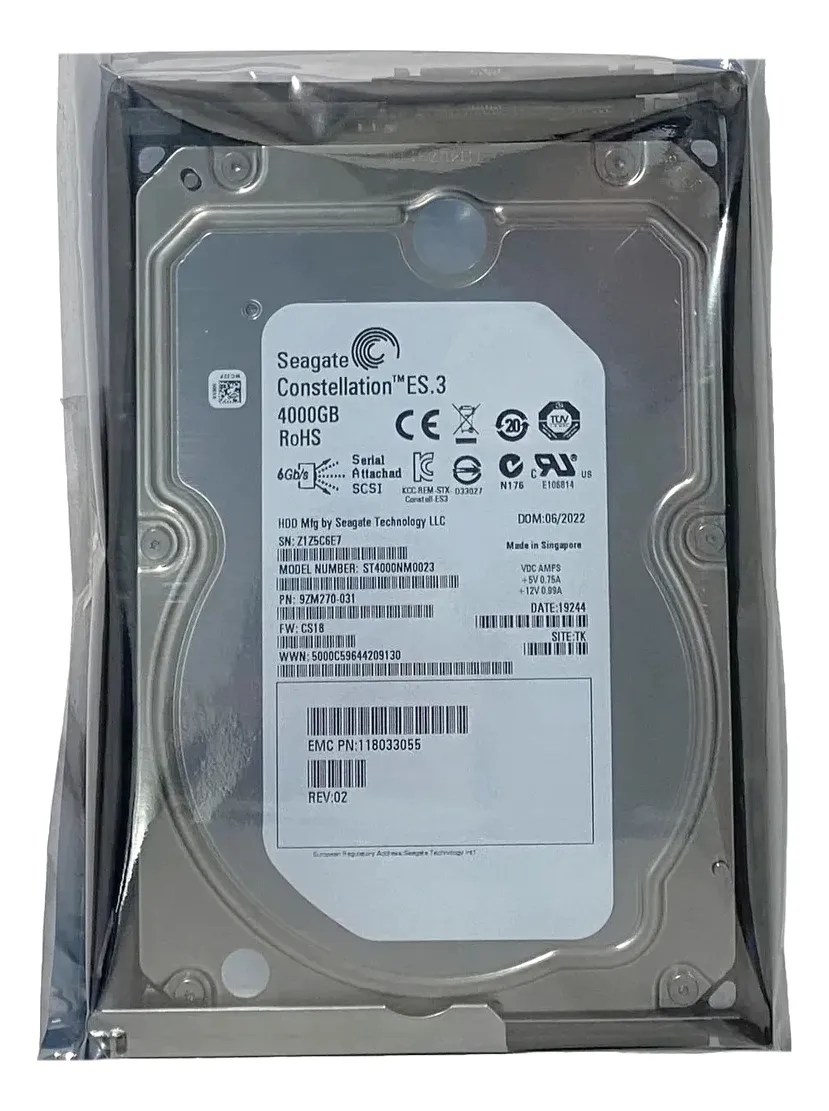 Hd Emc 4tb 7.2k 3,5 Sas 6gbps 005050611 005053107 seminovo - Imagem 3