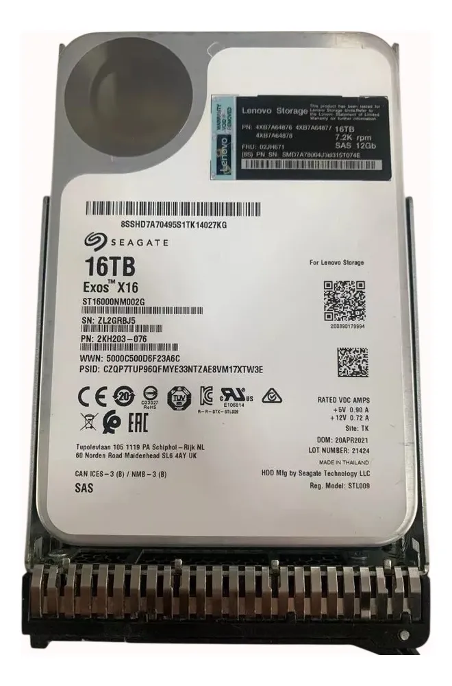 HD LENOVO Exos X16 16TB 7.2K 3,5 SAS 12GB 02JH671 ST16000NM002G NOVO - Imagem 2