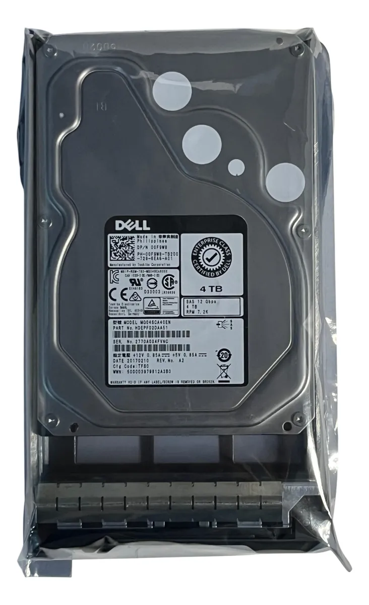 Hd Dell 4tb 7.2k 3,5 Sas 12gbps 00f9w8 0f9w8 Mg04sca40en - Imagem 3