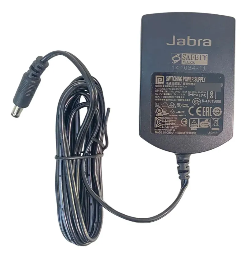 Adaptador de fonte de alimentação JABRA 12V 2.5A 26-03-257 - Imagem 2