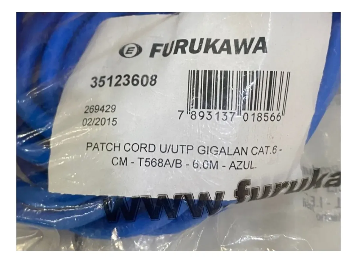 Cabo de Rede Furukawa C6 GigaLan U/UTP 5M 35123607 - Imagem 2