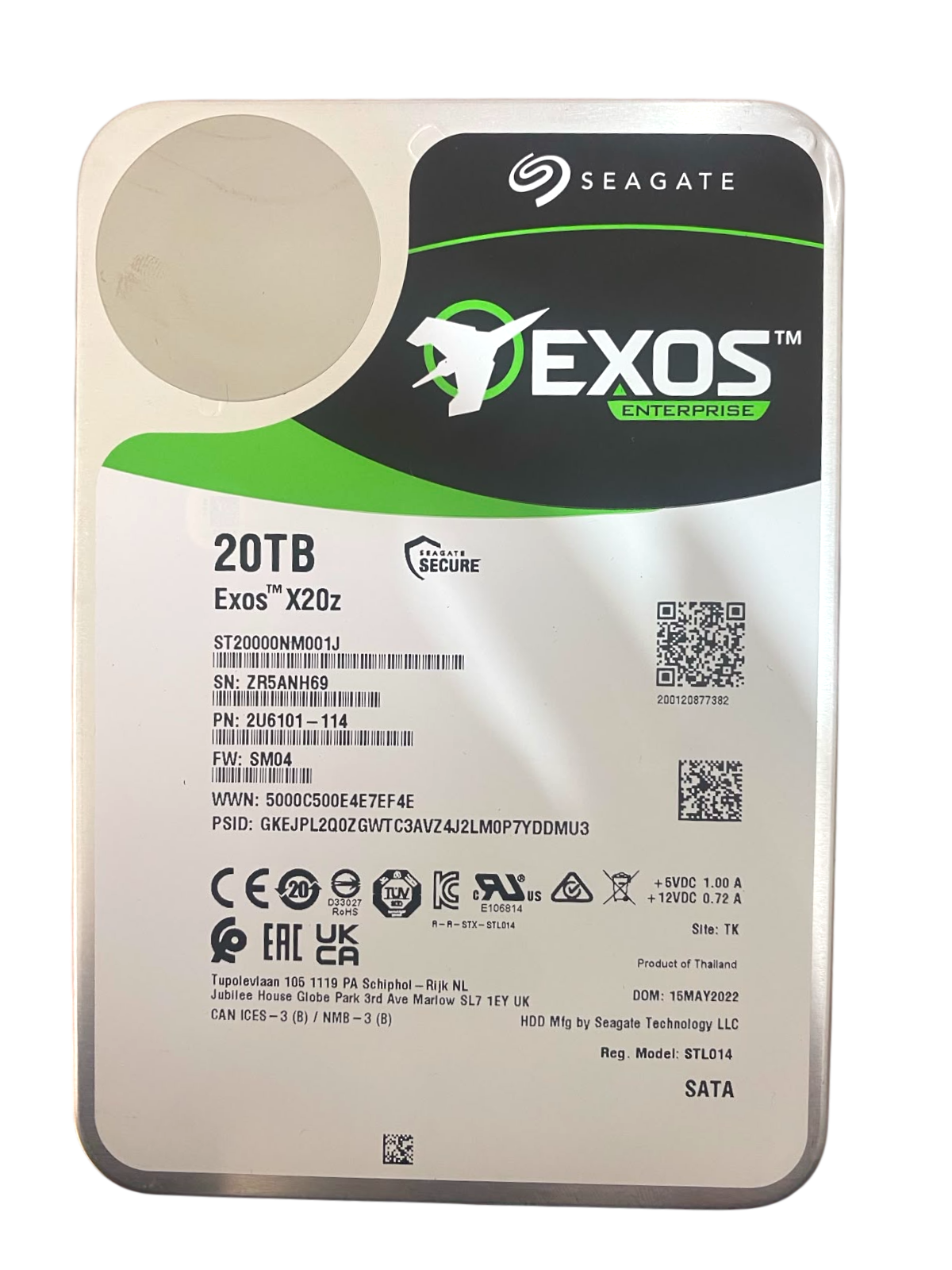 HD SEAGATE EXOS X20z 20TB 7.2k 3,5 SATA 6GB ST20000NM001J seminovo - Imagem 2