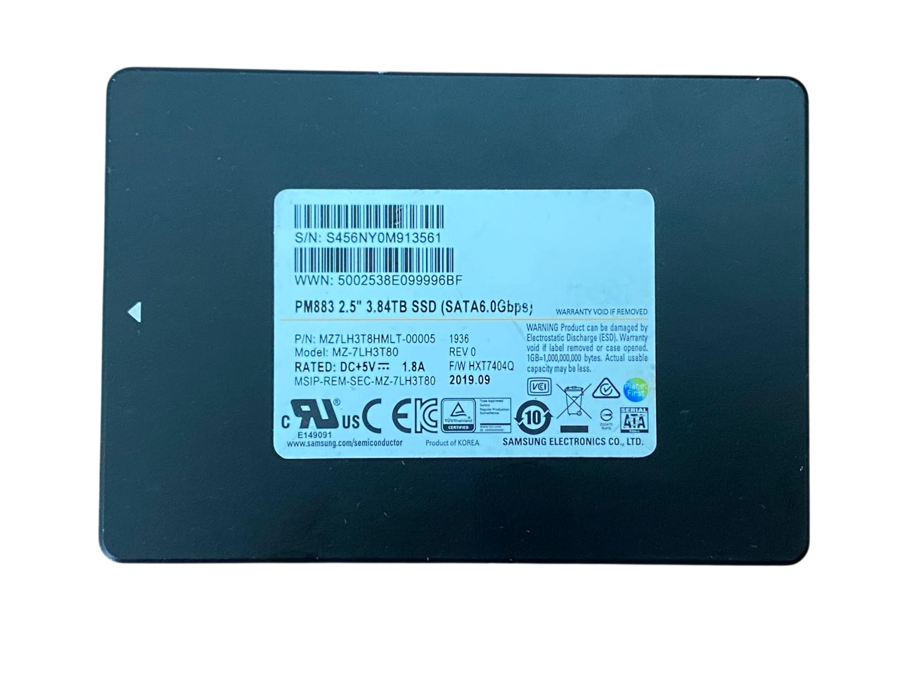 SSD Samsung PM883 3.84TB SATA 6GBPs 2,5 MZ7LH3T8HMLT NOVO - Imagem 2