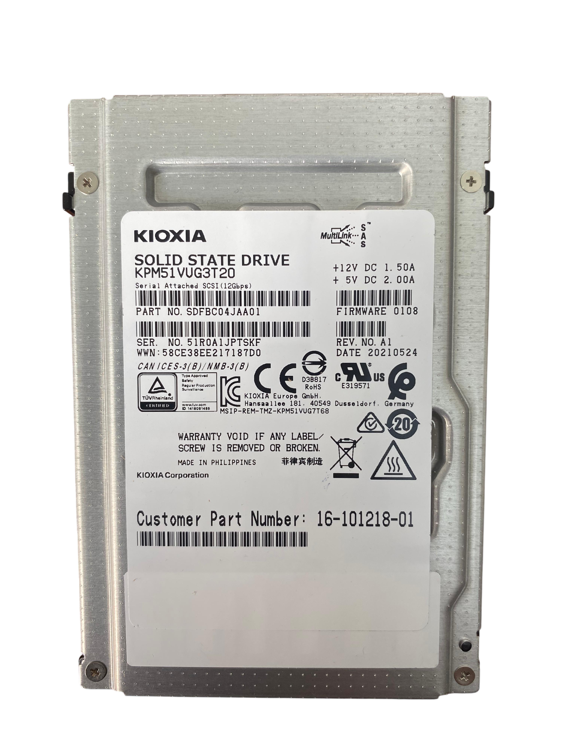SSD Kioxia PM5-V 3.2TB 2,5 SAS 12GB KPM51VUG3T20 NOVO - Imagem 2