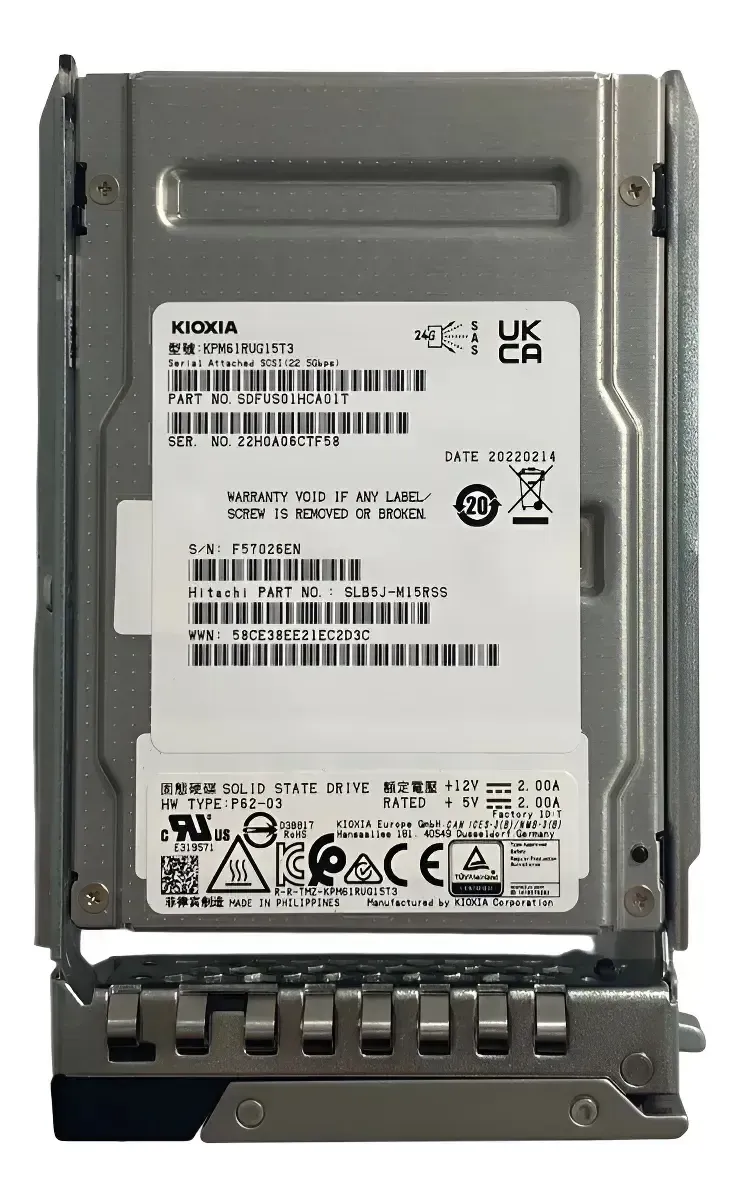 SSD KIOXIA 15.36TB 2,5 SAS 24GB KPM61RUG15T3 seminovo - Imagem 3