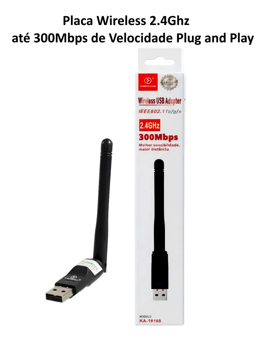 Adaptador Wireless USB 2.4Ghz 300Mbps com antena 802.11b - Imagem 3