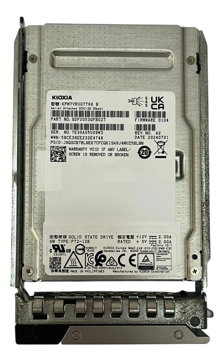 SSD Kioxia PM7-R 7.68TB 2,5 24Gb U.2 PCIe 4.0 SAS KPM7VRUG7T68 - Imagem 3