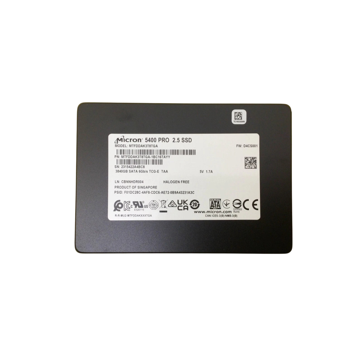 SSD Micron 5400 PRO 3.84TB 2,5 SATA 6GBPs MTFDDAK3T8TGA - Imagem 2