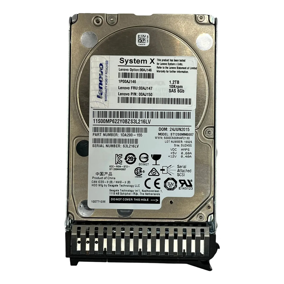 HD Lenovo 1.2TB 10K 2,5 SAS 6GBPs 00AJ146 00AJ147 00AJ150 NOVO - Imagem 2