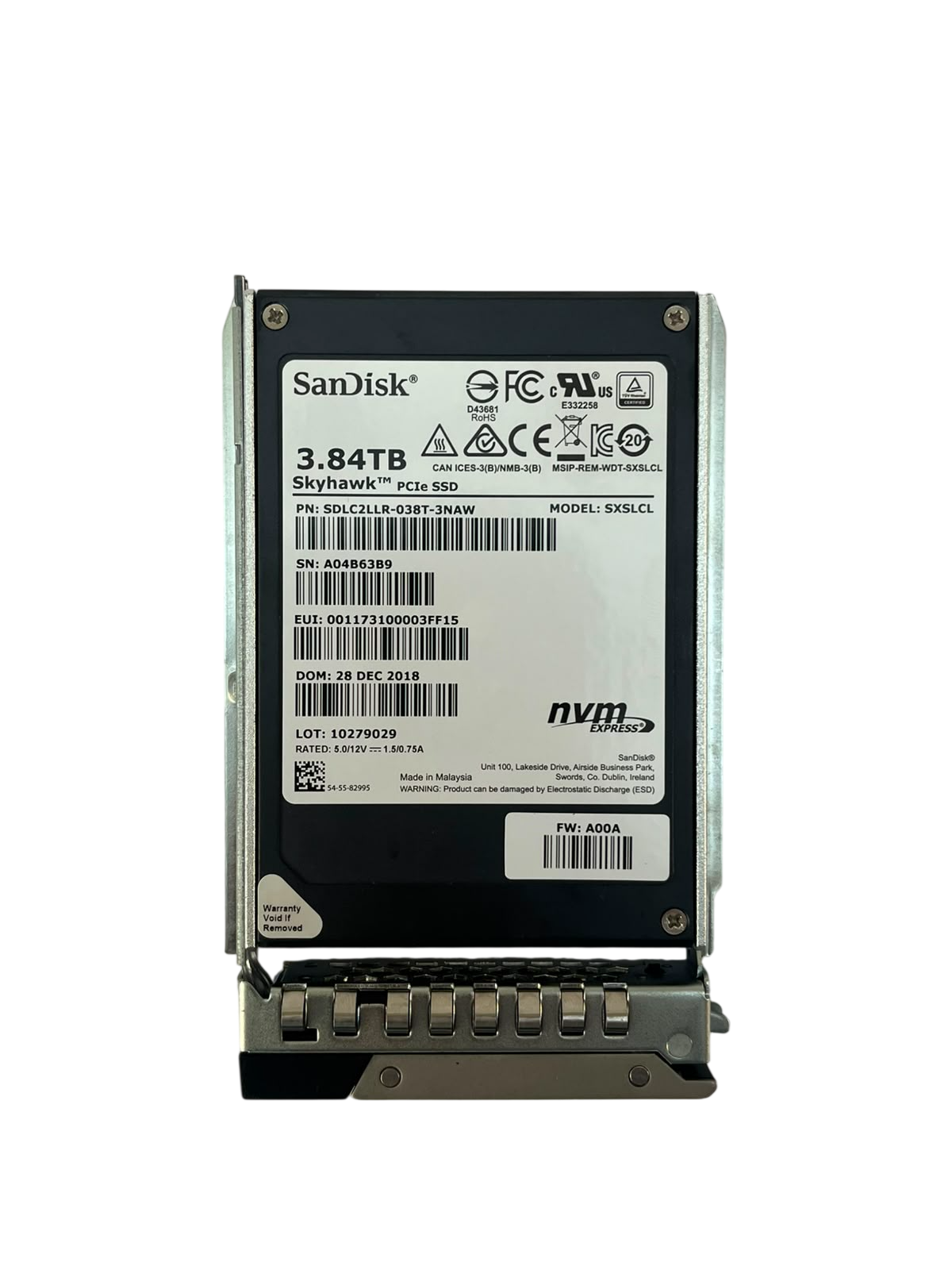 SSD Sandisk 3.84TB NVMe U.2 PCIe 3.0 2,5 SDLC2LLR-038T NOVO - Imagem 4