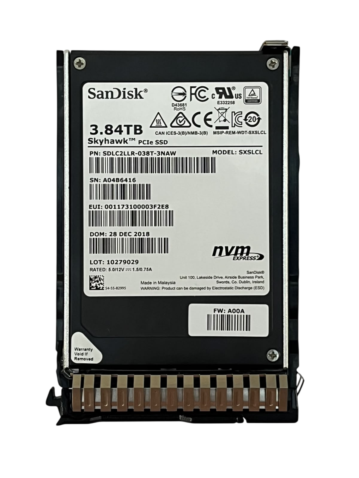 SSD Sandisk 3.84TB NVMe U.2 PCIe 3.0 2,5 SDLC2LLR-038T NOVO - Imagem 3
