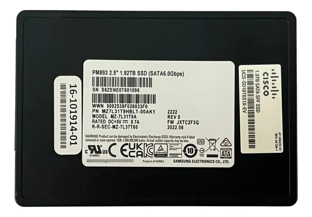 SSD Cisco 1.92TB 2,5 SATA 6GBPs UCS-SD19T6S1X-EV NOVO - Imagem 2