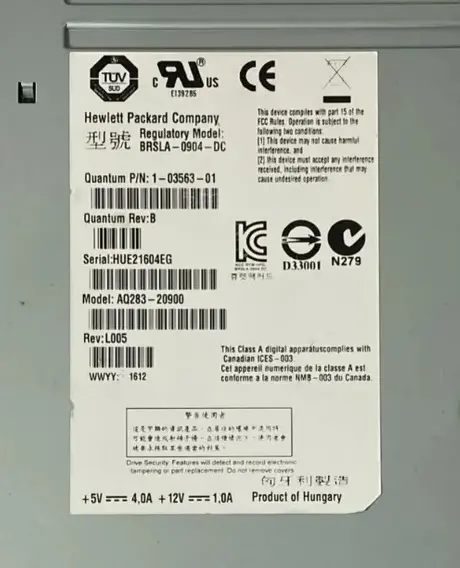 Quantum HP LTO-5 6GB SAS HH Interna 9-01984-01 1-03563-01 AQ283-20900 - Imagem 5
